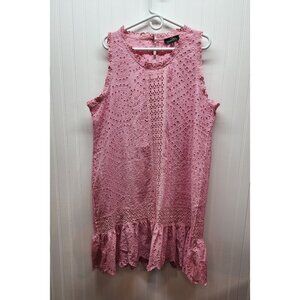 Sleeveless Pink Eyelet Lace Dress By Susan Betro